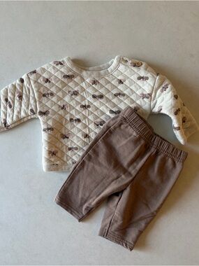 Baby Quilted Butterfly Top and Brown Pants Set 0-3m
